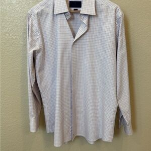 David Donahue Men's Blue and White Checkered Shirt
